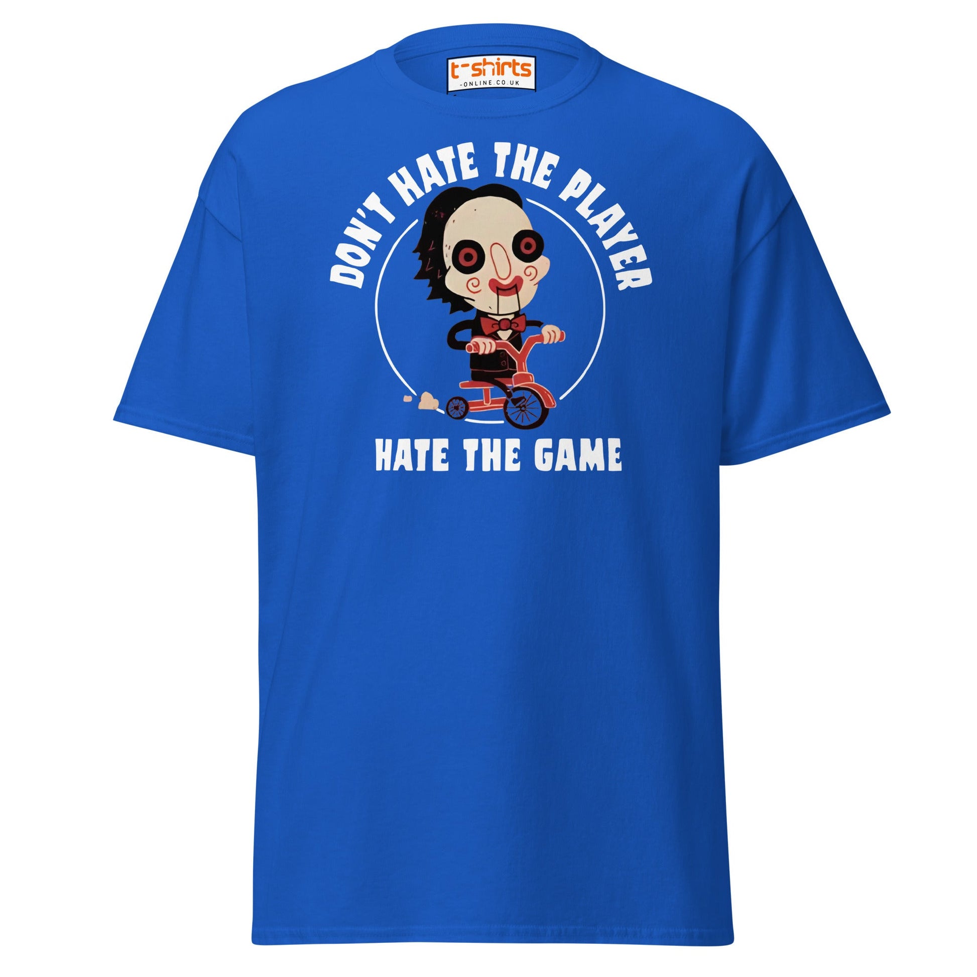 Don’t Hate the Player T-Shirt | Funny Horror Parody Tee - Royal - T-Shirts Online