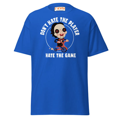 Don’t Hate the Player T-Shirt | Funny Horror Parody Tee - Royal - T-Shirts Online