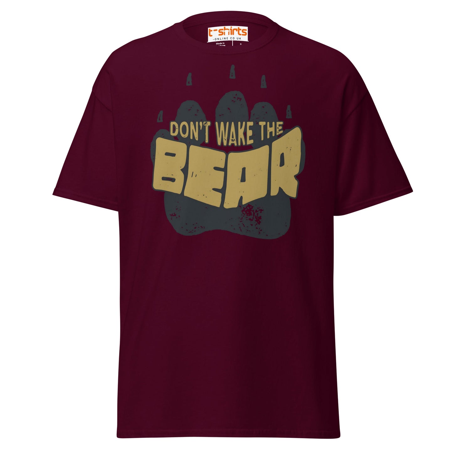 Don’t Wake The Bear T-Shirt | Funny Lazy Mood Tee - Maroon - T-Shirts Online
