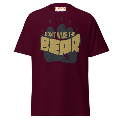 Don’t Wake The Bear T-Shirt | Funny Lazy Mood Tee - Maroon - T-Shirts Online