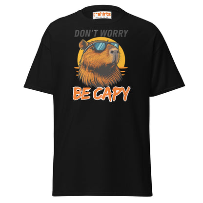 Don't Worry Be Capy T-Shirt - Black - T-Shirts Online