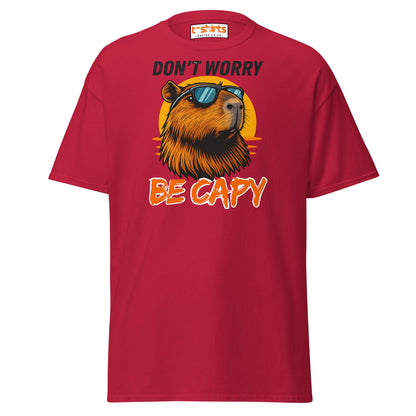 Don't Worry Be Capy T-Shirt - Cardinal - T-Shirts Online