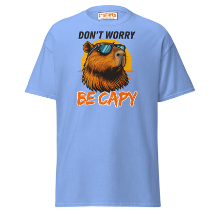 Don't Worry Be Capy T-Shirt - Carolina Blue - T-Shirts Online