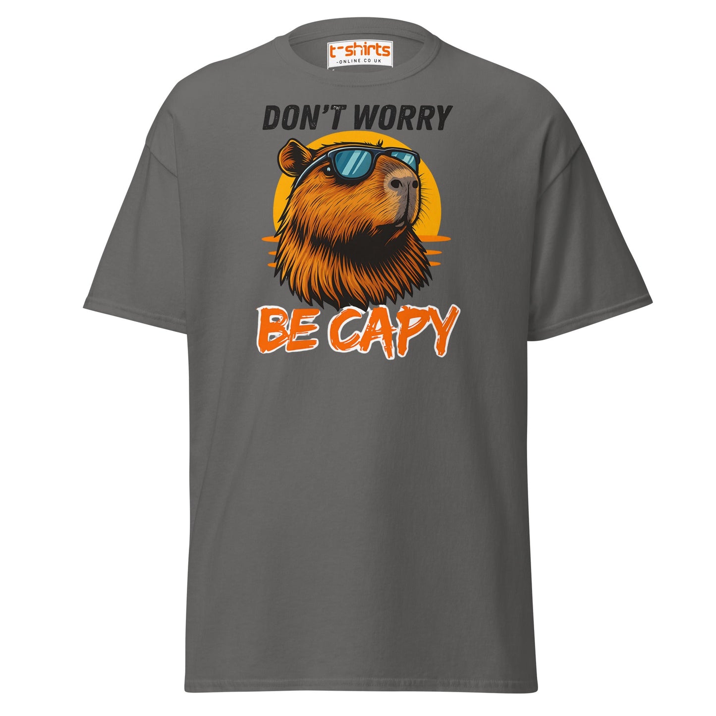 Don't Worry Be Capy T-Shirt - Charcoal - T-Shirts Online