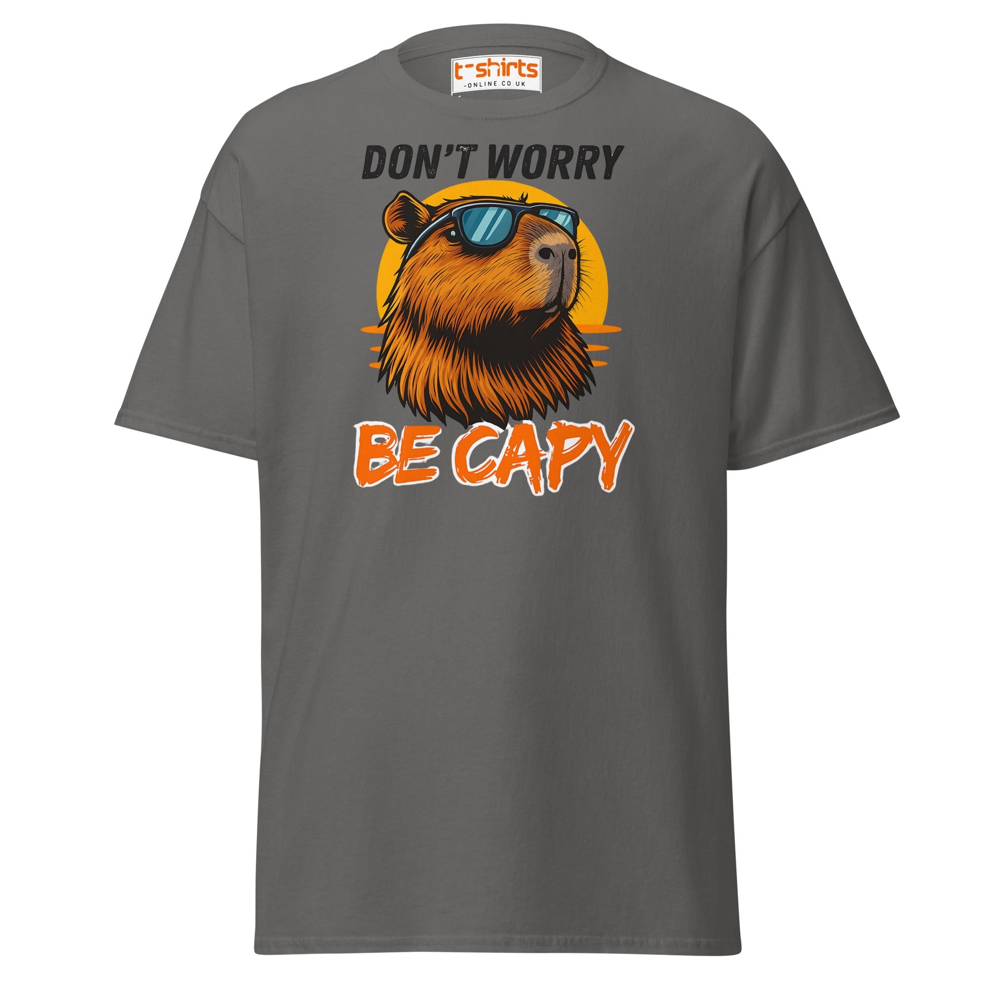 Don't Worry Be Capy T-Shirt - Charcoal - T-Shirts Online