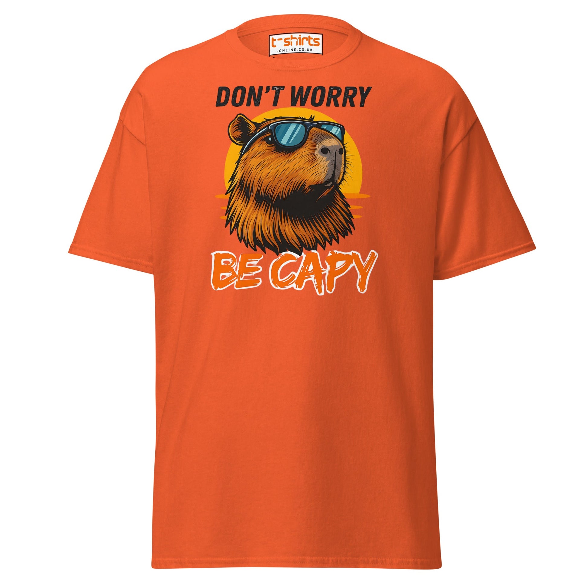 Don't Worry Be Capy T-Shirt - Orange - T-Shirts Online