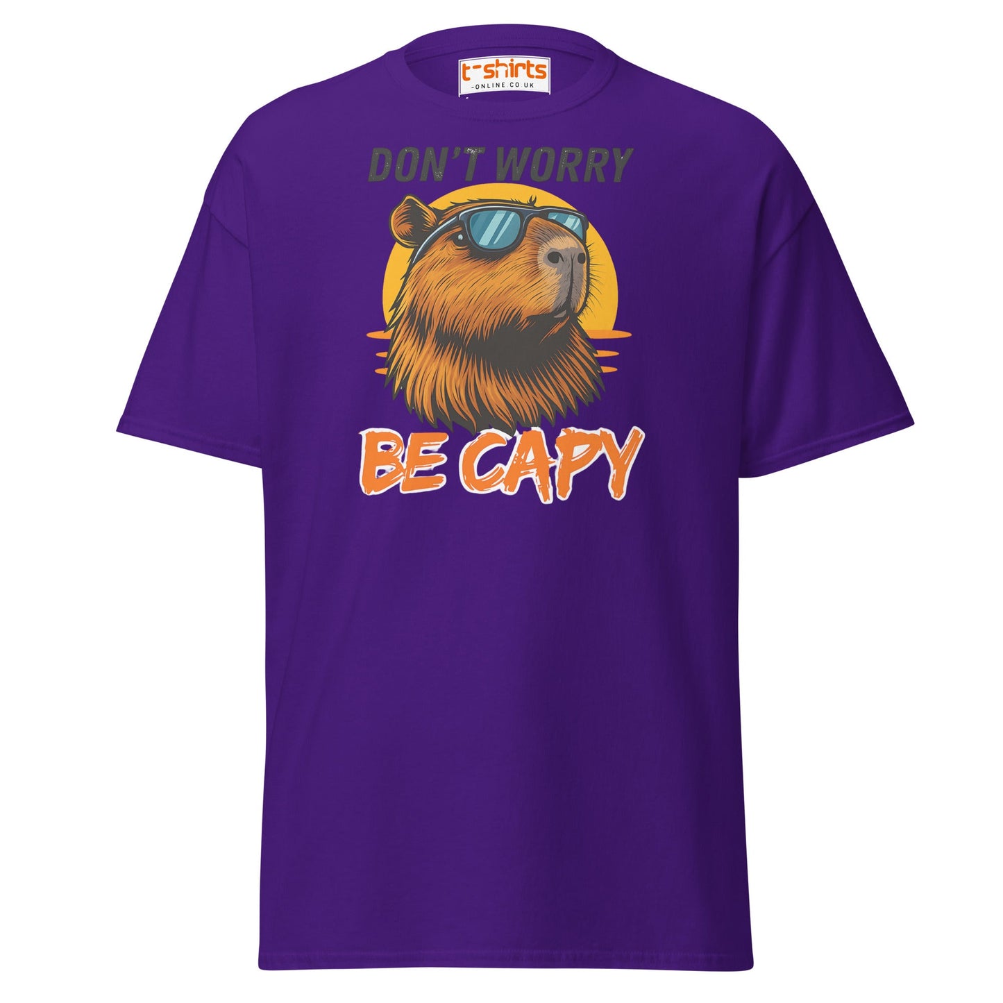 Don't Worry Be Capy T-Shirt - Purple - T-Shirts Online