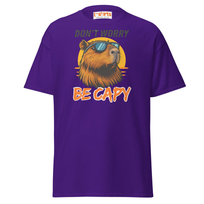 Don't Worry Be Capy T-Shirt - Purple - T-Shirts Online