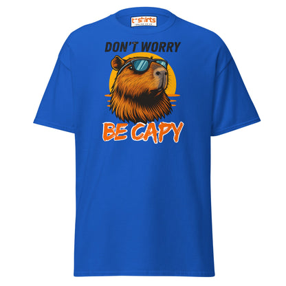 Don't Worry Be Capy T-Shirt - Royal - T-Shirts Online