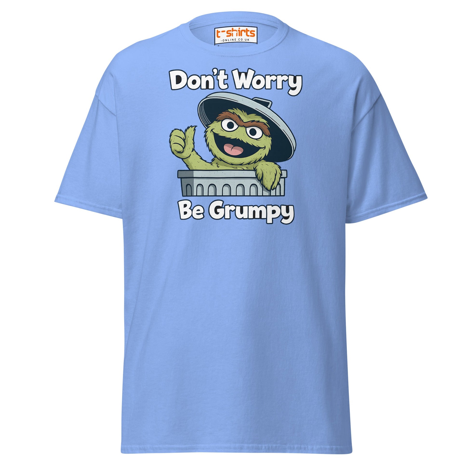 Don’t Worry Be Grumpy T-Shirt – Funny Cartoon Tee - Carolina Blue - T-Shirts Online
