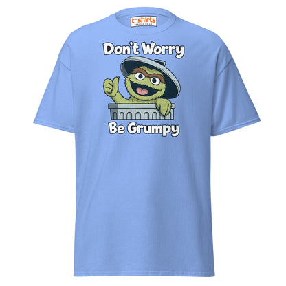 Don’t Worry Be Grumpy T-Shirt – Funny Cartoon Tee - Carolina Blue - T-Shirts Online