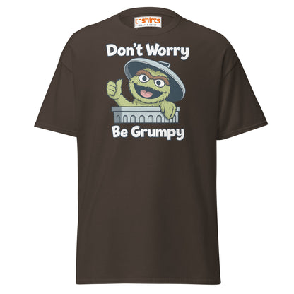Don’t Worry Be Grumpy T-Shirt – Funny Cartoon Tee - Dark Chocolate - T-Shirts Online