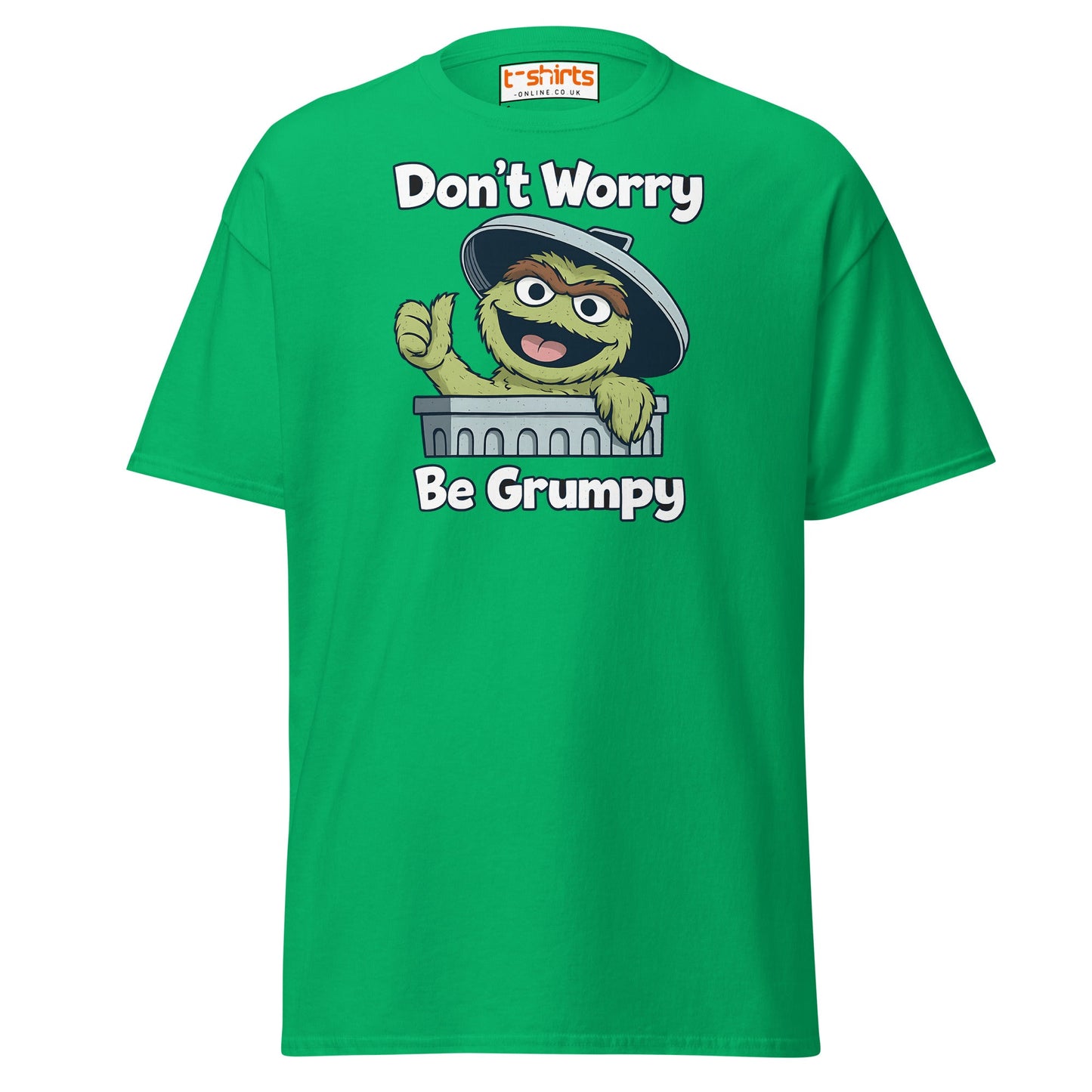 Don’t Worry Be Grumpy T-Shirt – Funny Cartoon Tee - Irish Green - T-Shirts Online