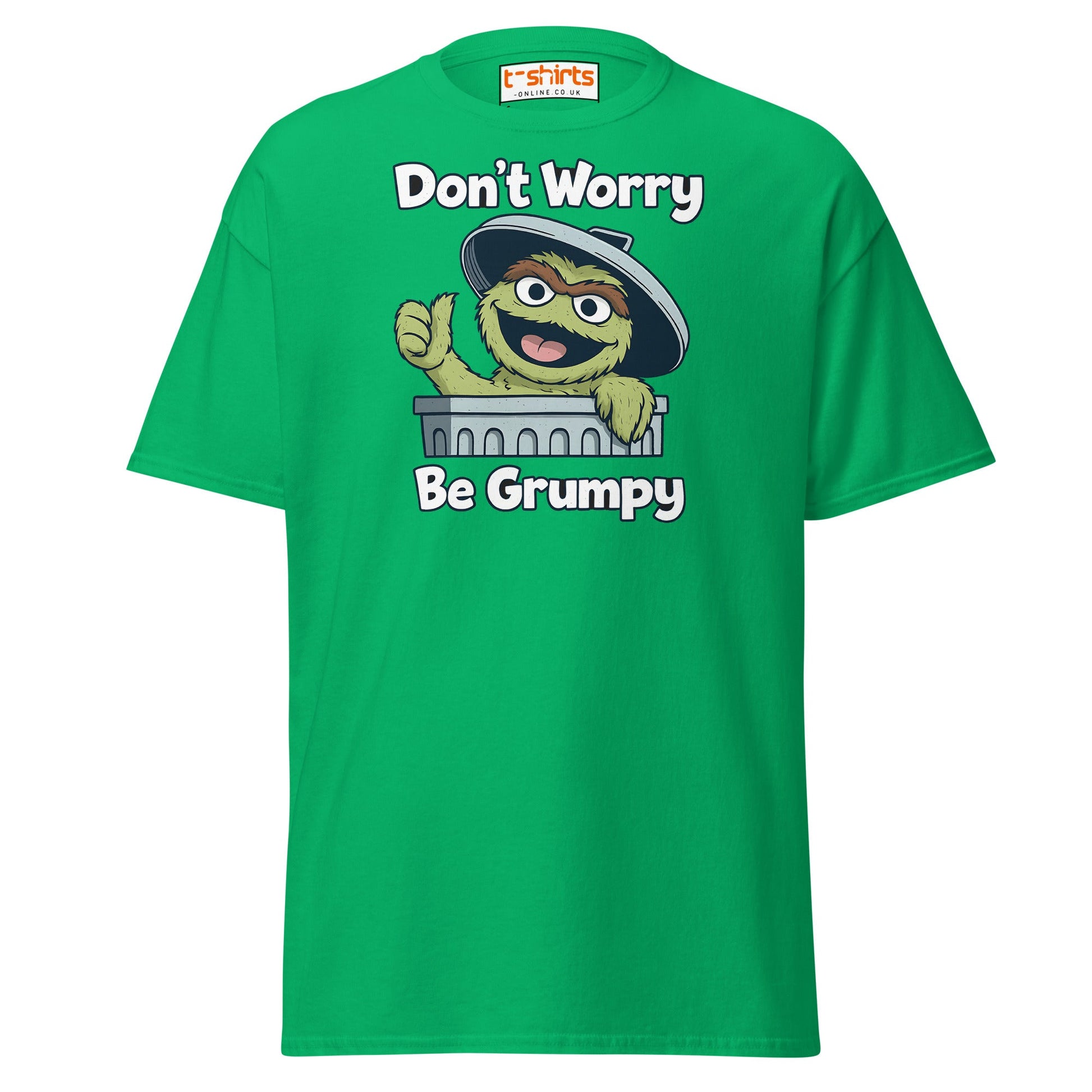 Don’t Worry Be Grumpy T-Shirt – Funny Cartoon Tee - Irish Green - T-Shirts Online