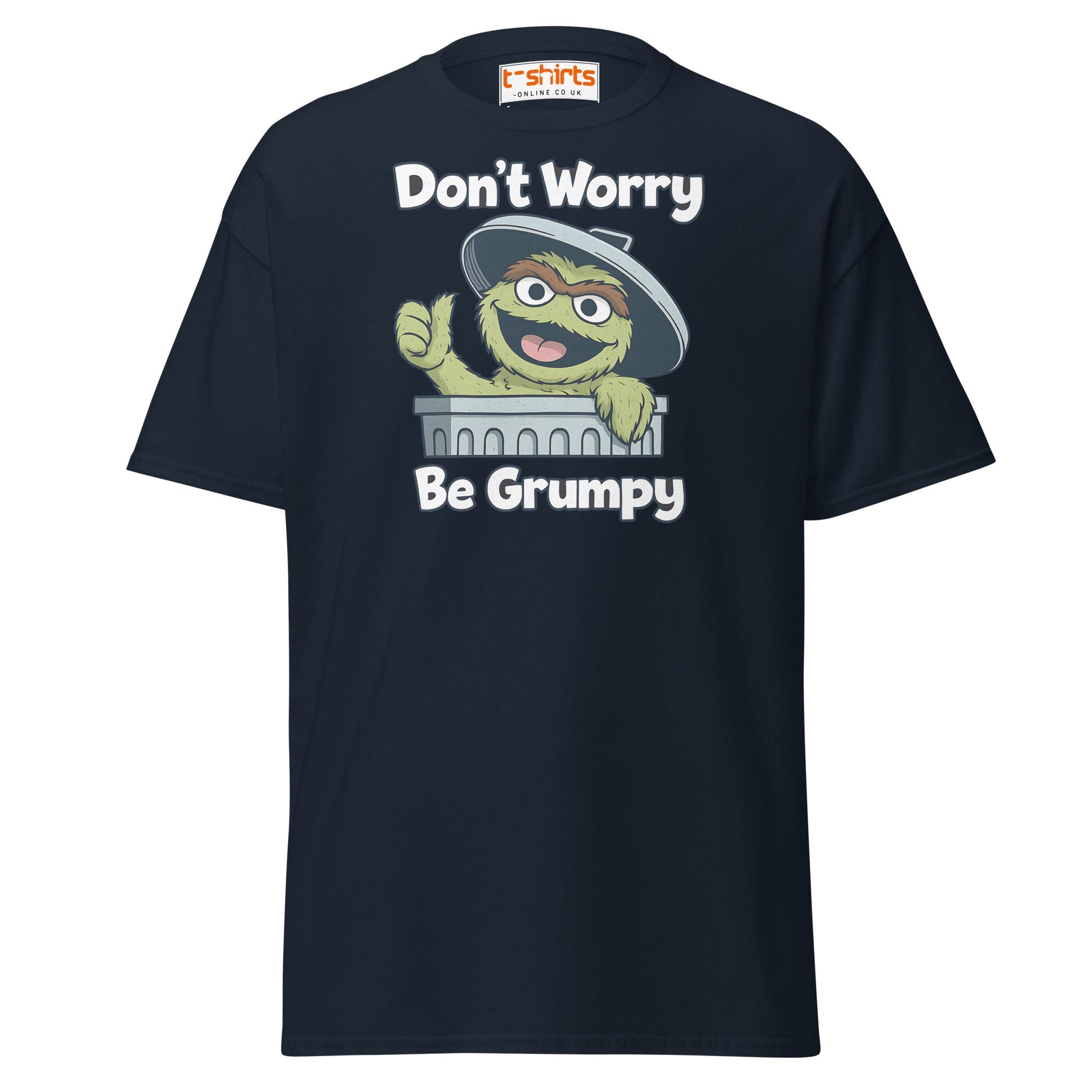 Don’t Worry Be Grumpy T-Shirt – Funny Cartoon Tee - Navy - T-Shirts Online