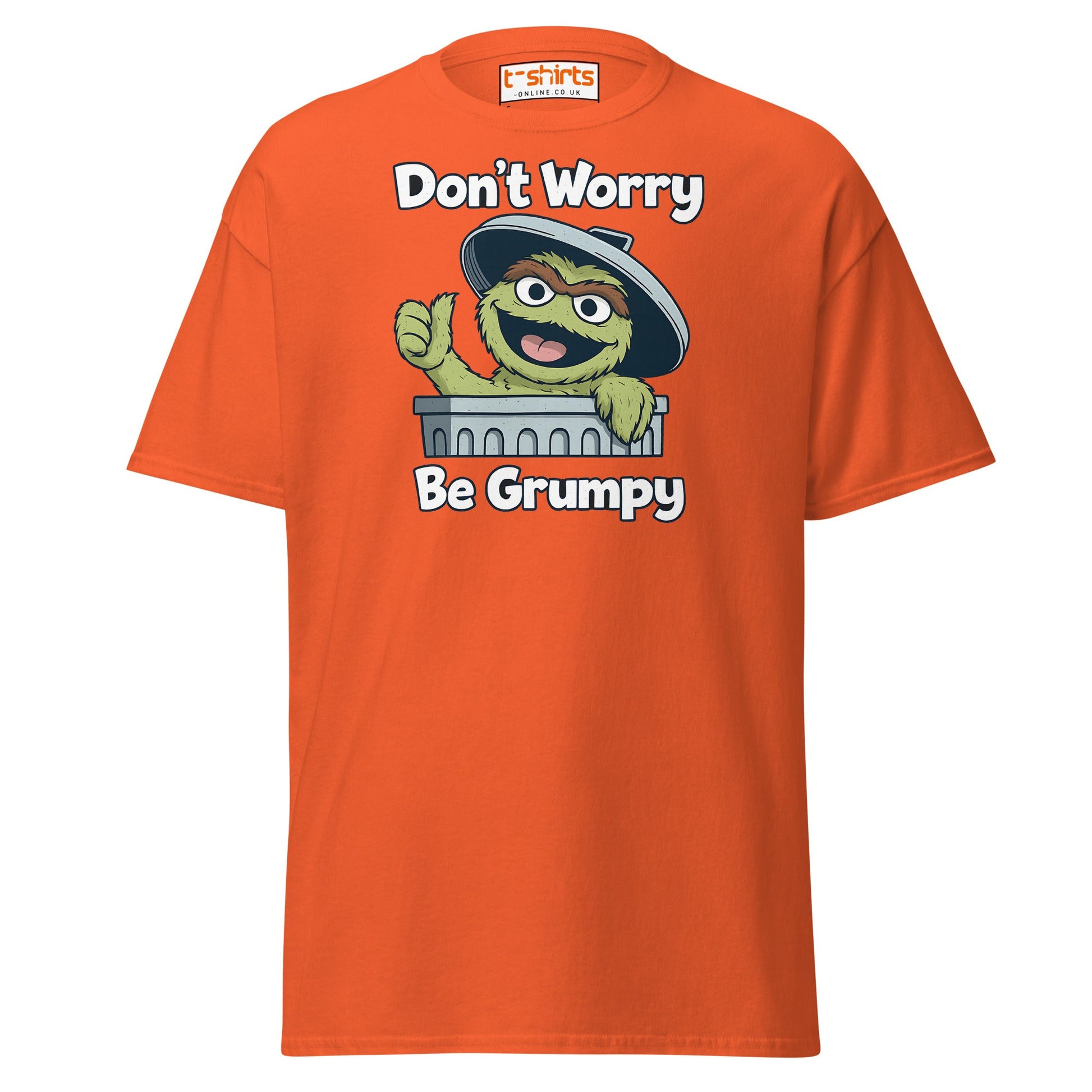 Don’t Worry Be Grumpy T-Shirt – Funny Cartoon Tee - Orange - T-Shirts Online