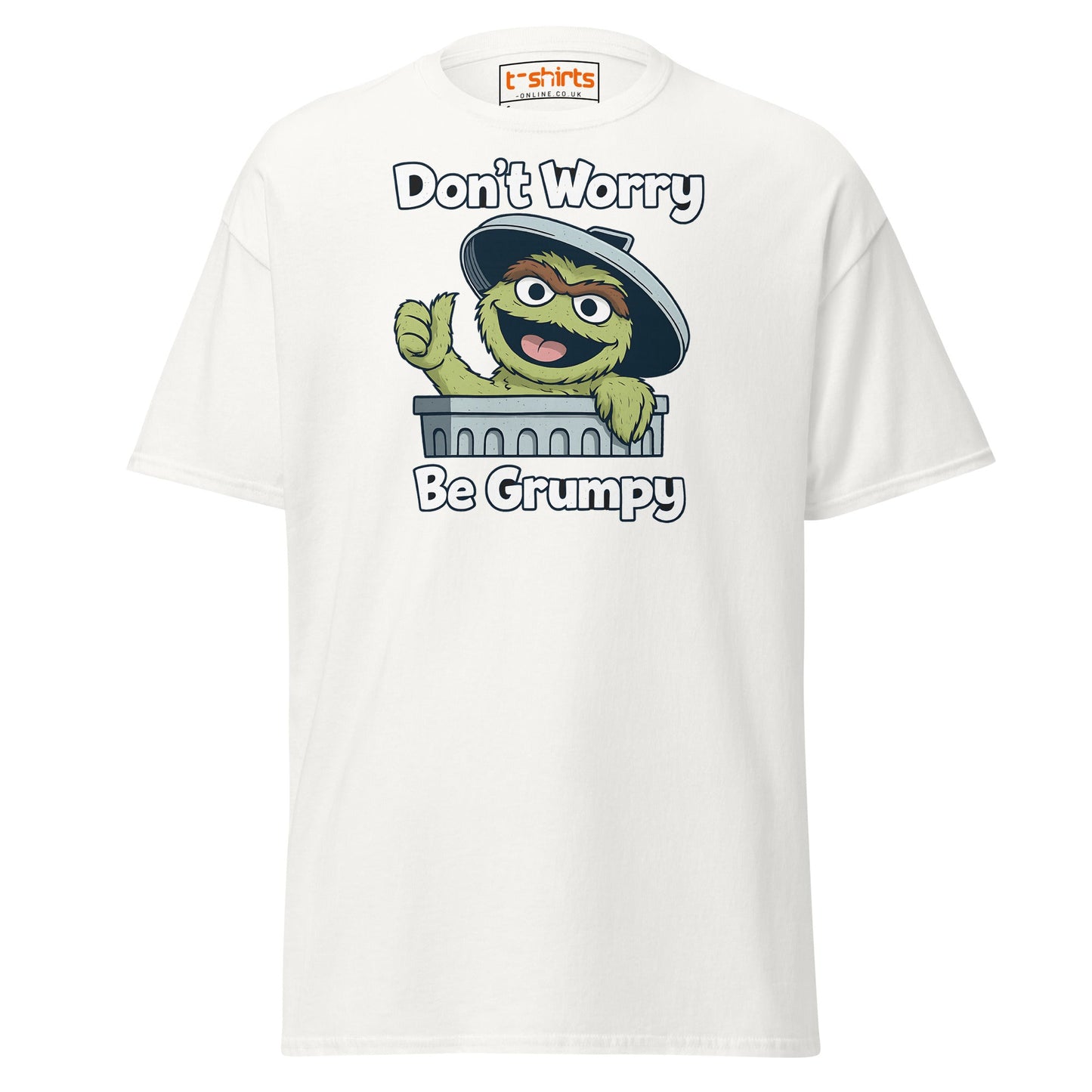 Don’t Worry Be Grumpy T-Shirt – Funny Cartoon Tee - White - T-Shirts Online