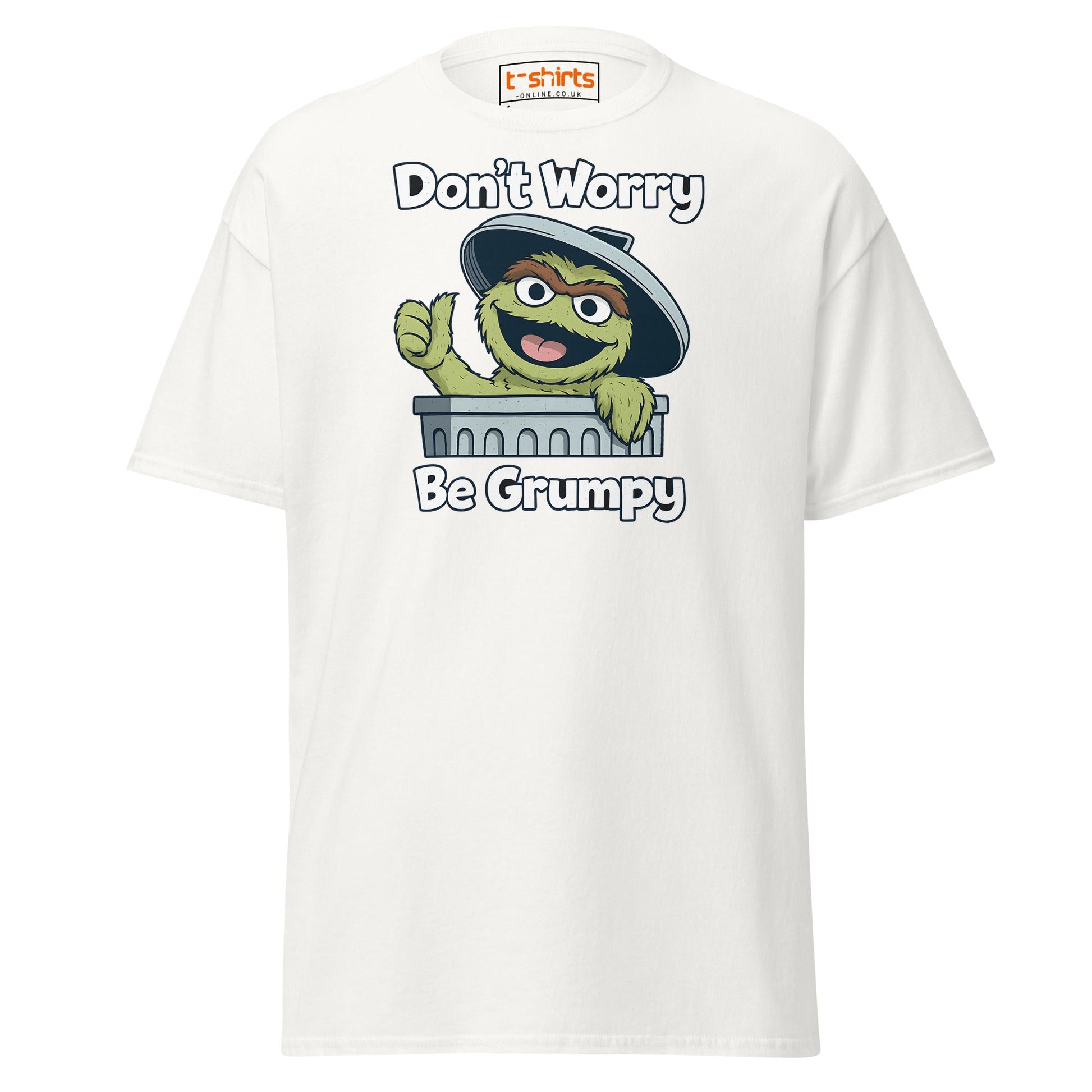 Don’t Worry Be Grumpy T-Shirt – Funny Cartoon Tee - White - T-Shirts Online