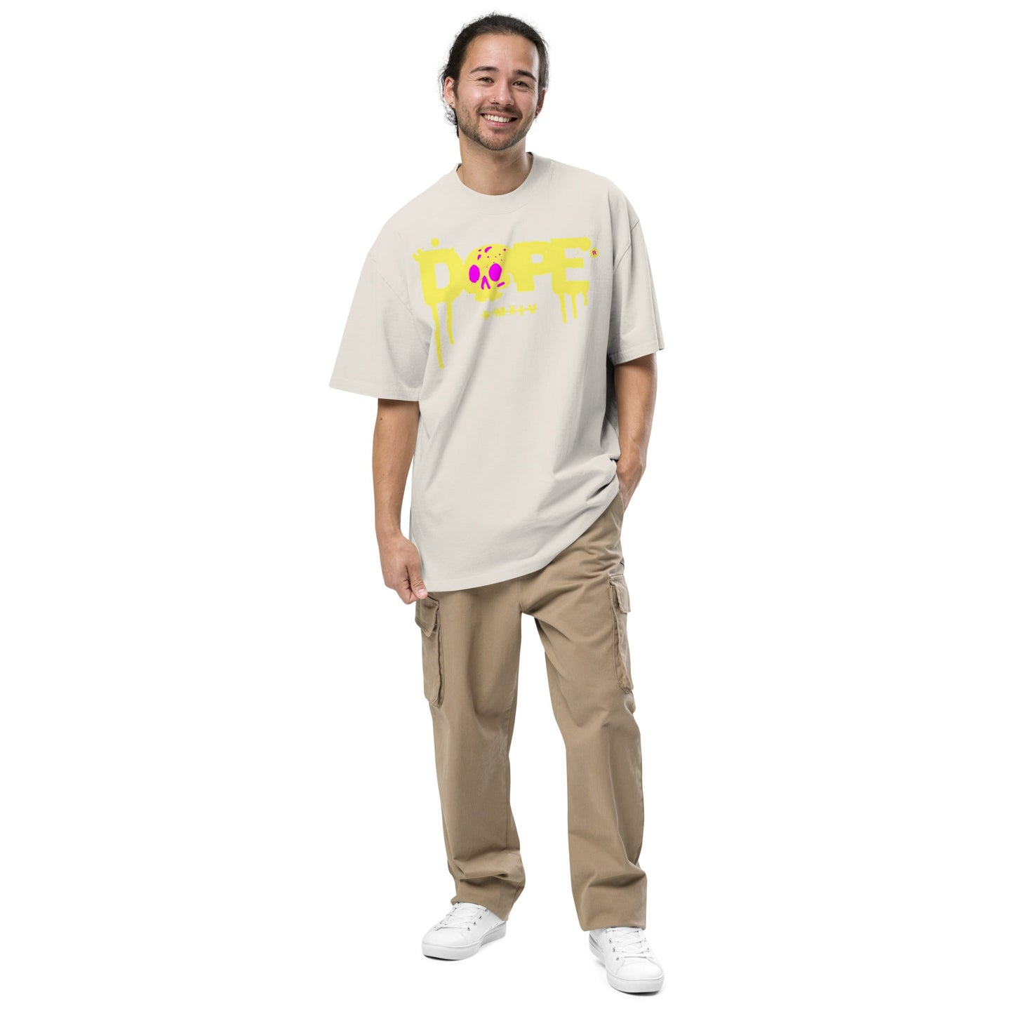 Dope T-Shirt | Oversized Faded Tee - Faded Bone - T-Shirts Online