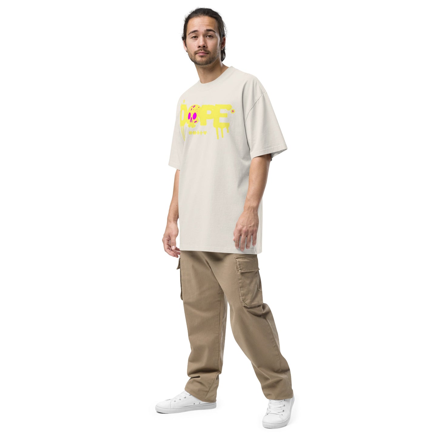 Dope T-Shirt | Oversized Faded Tee - Faded Bone - T-Shirts Online