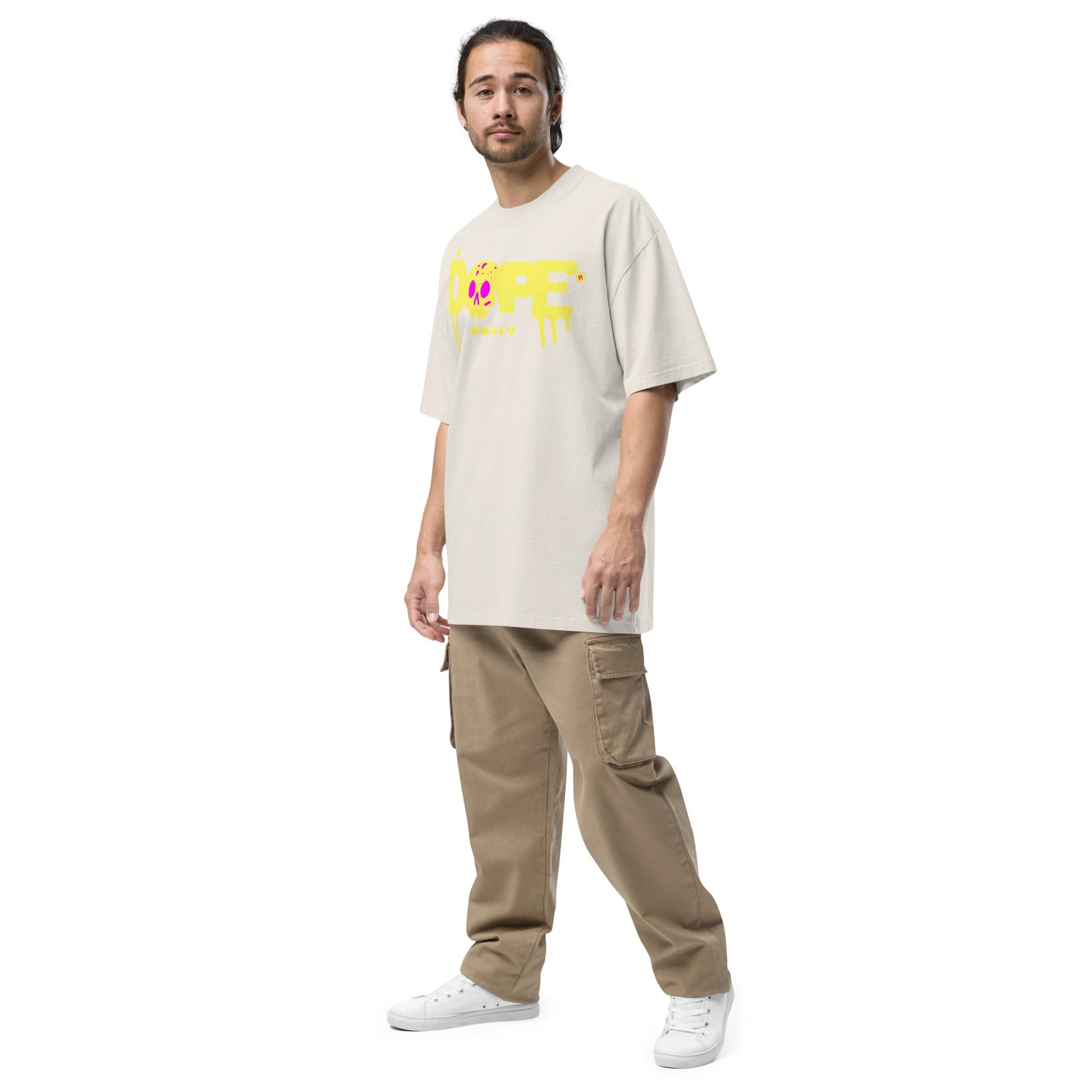 Dope T-Shirt | Oversized Faded Tee - Faded Bone - T-Shirts Online