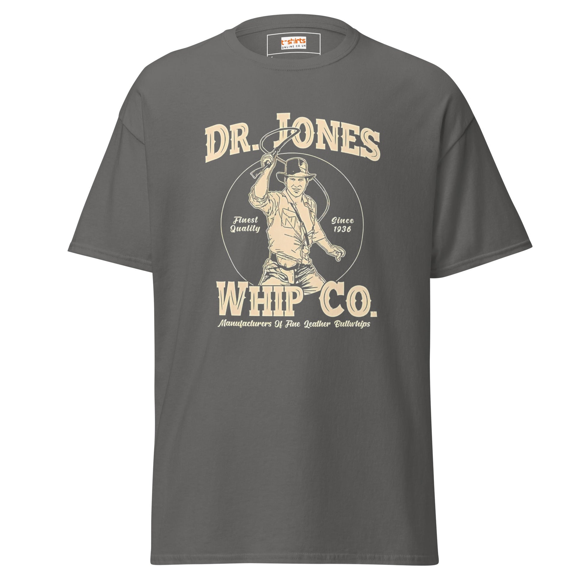 Dr Jones Whip Co | 80's Movie T-Shirt - Charcoal - T-Shirts Online