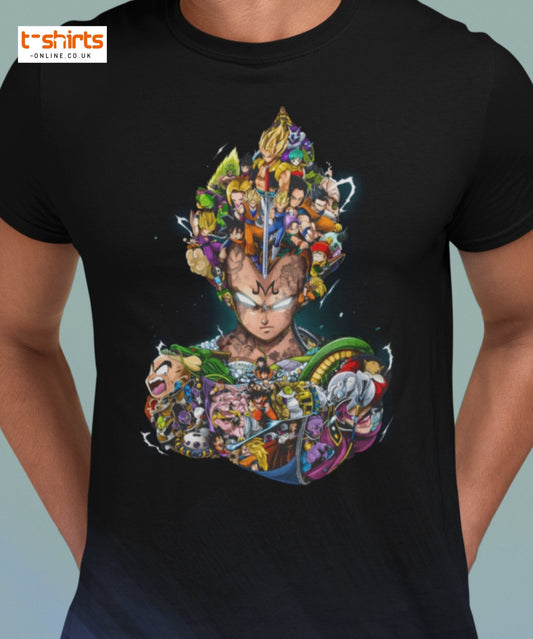 Dragon Ball Z Collage T-Shirt | Epic Anime Art Tee - Maroon - T-Shirts Online