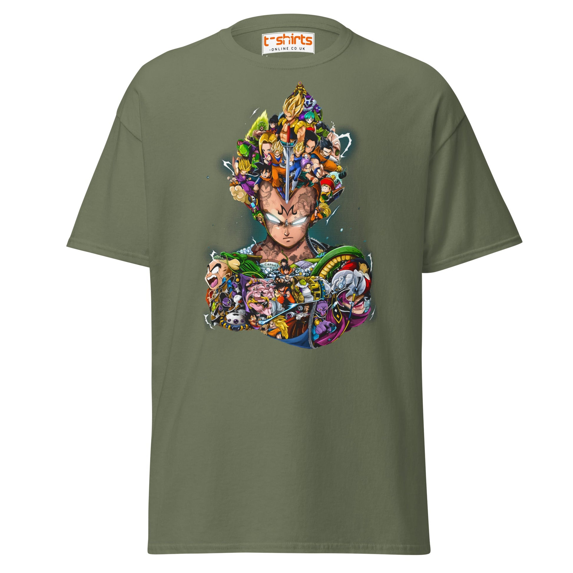Dragon Ball Z Collage T-Shirt | Epic Anime Art Tee - Military Green - T-Shirts Online