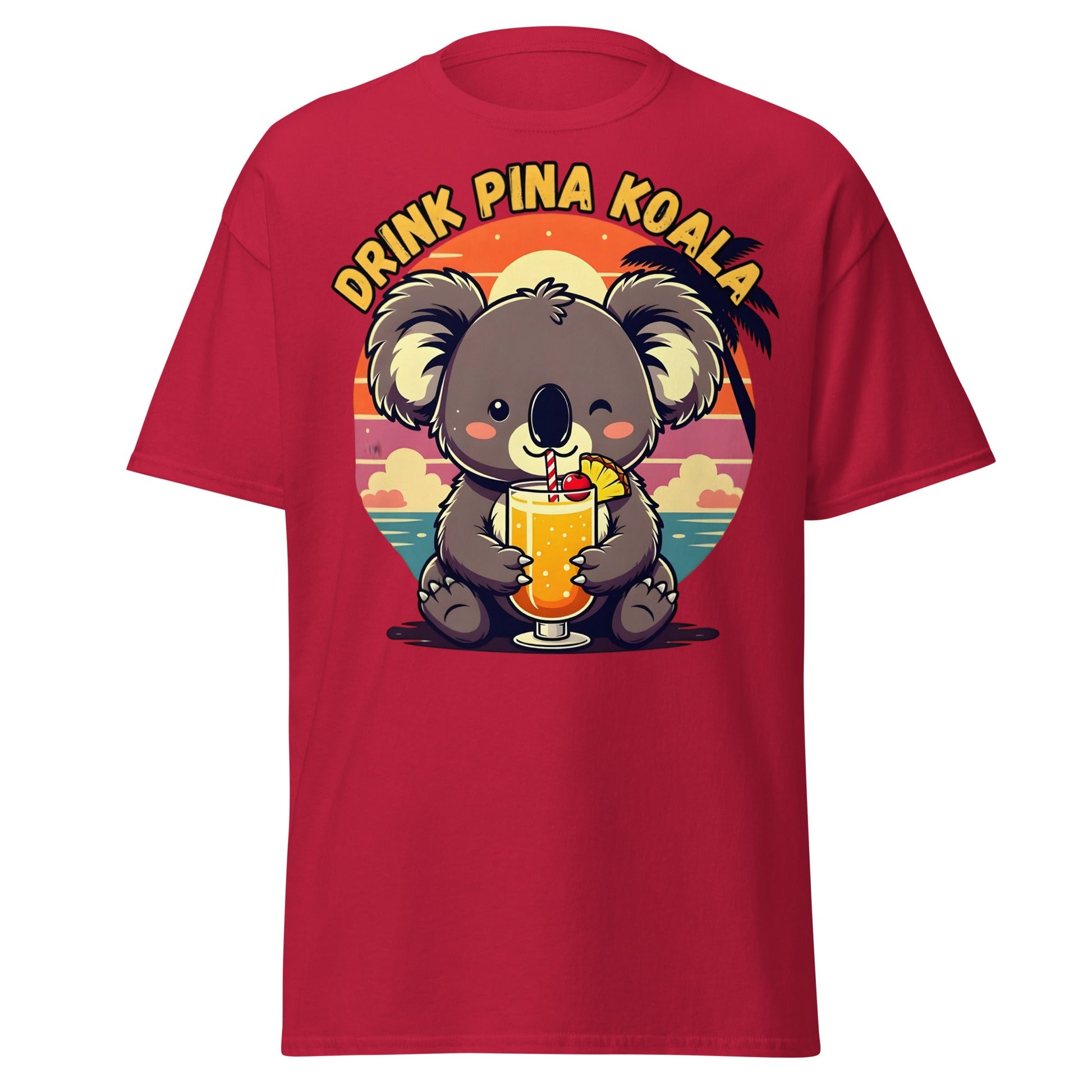 Drink Pina Koala T-Shirt - Cute Koala Pina Colada Tee - Cardinal - T-Shirts Online