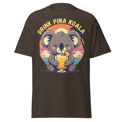 Drink Pina Koala T-Shirt - Cute Koala Pina Colada Tee - Dark Chocolate - T-Shirts Online