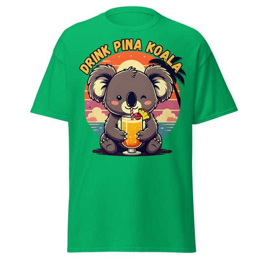 Drink Pina Koala T-Shirt - Cute Koala Pina Colada Tee - Irish Green - T-Shirts Online