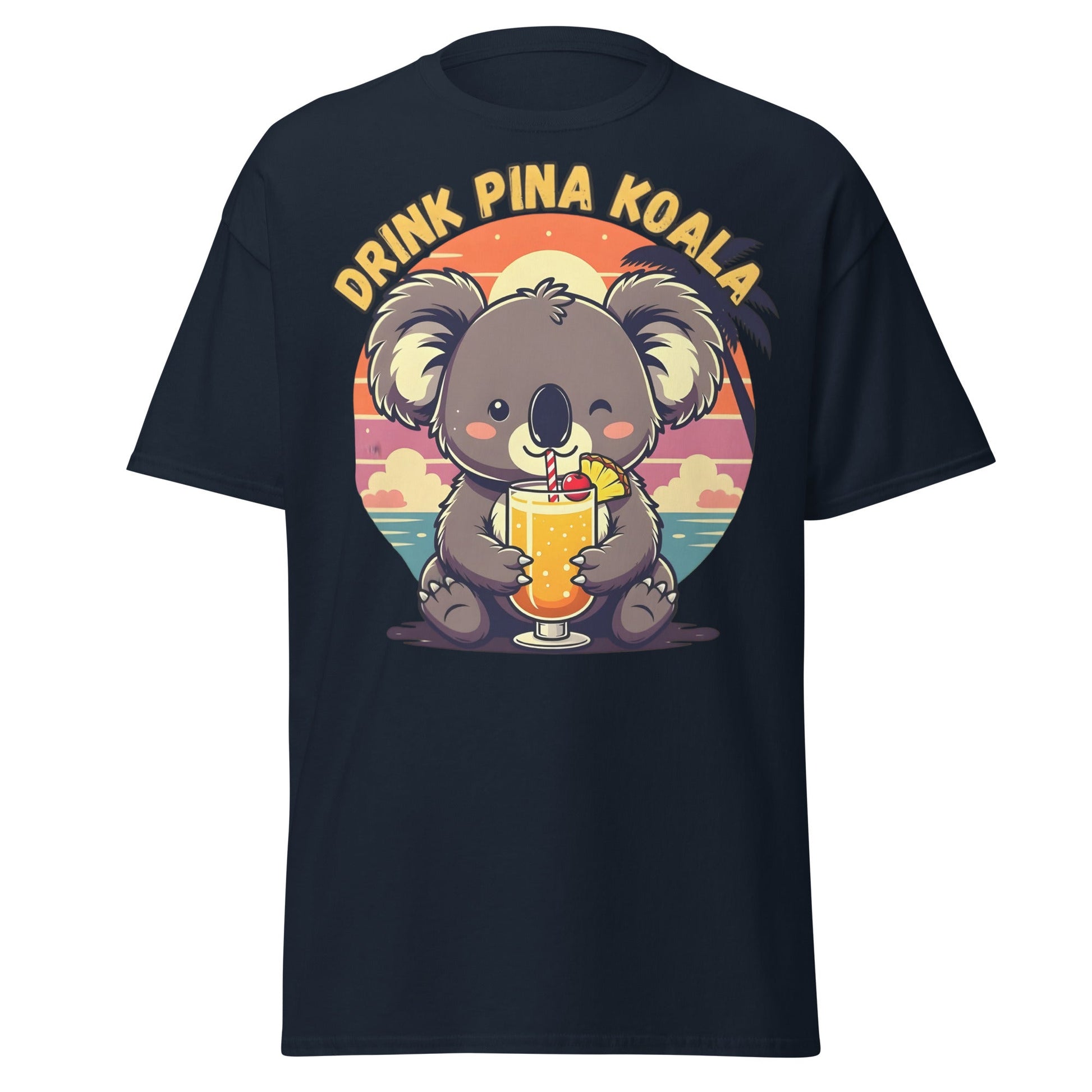 Drink Pina Koala T-Shirt - Cute Koala Pina Colada Tee - Navy - T-Shirts Online