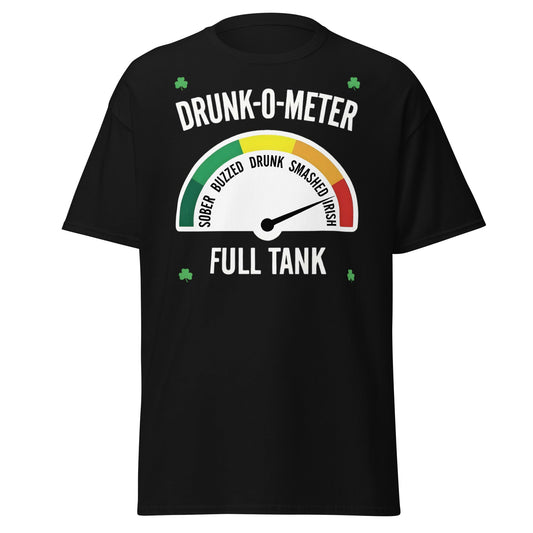 Drunk - O - Meter Irish T-Shirt - Funny St. Patrick's Day Tee - Black - T-Shirts Online