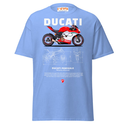 Ducati Panigale V4 T-Shirt | Superbike Blueprint Tee - Carolina Blue - T-Shirts Online