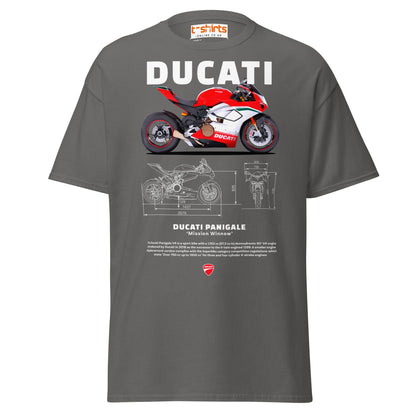 Ducati Panigale V4 T-Shirt | Superbike Blueprint Tee - Charcoal - T-Shirts Online