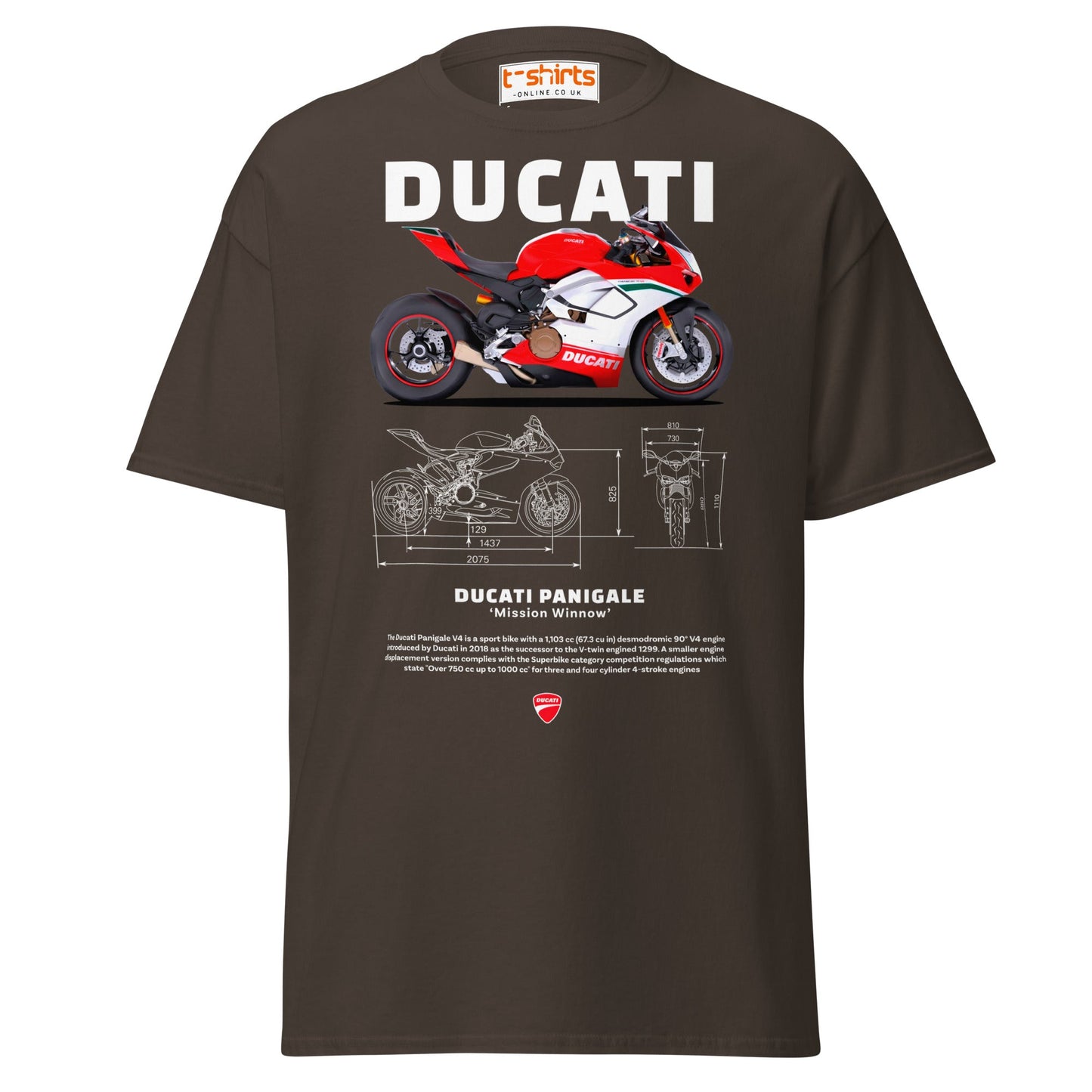 Ducati Panigale V4 T-Shirt | Superbike Blueprint Tee - Dark Chocolate - T-Shirts Online
