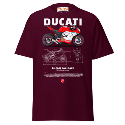 Ducati Panigale V4 T-Shirt | Superbike Blueprint Tee - Maroon - T-Shirts Online
