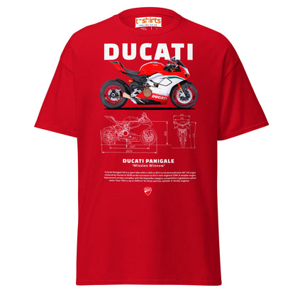 Ducati Panigale V4 T-Shirt | Superbike Blueprint Tee - Red - T-Shirts Online