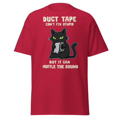 Duct Tape Can't Fix Stupid Cat T-Shirt - Funny Sarcasm - Cardinal - T-Shirts Online