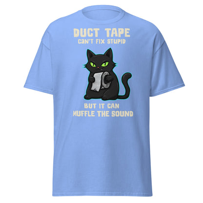 Duct Tape Can't Fix Stupid Cat T-Shirt - Funny Sarcasm - Carolina Blue - T-Shirts Online