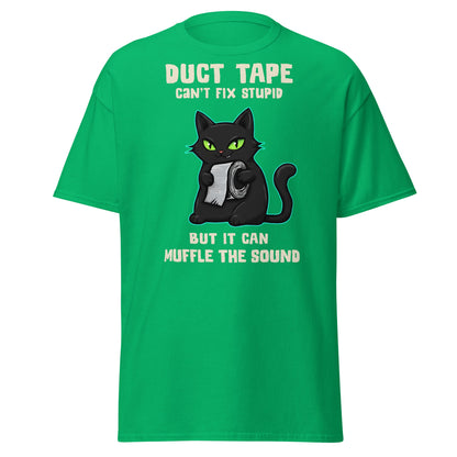 Duct Tape Can't Fix Stupid Cat T-Shirt - Funny Sarcasm - Irish Green - T-Shirts Online