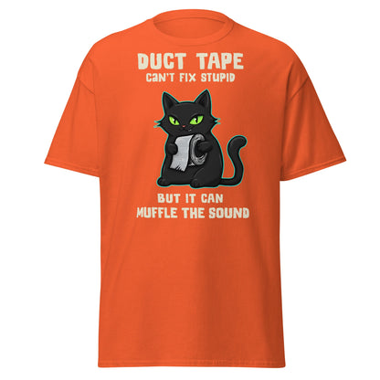 Duct Tape Can't Fix Stupid Cat T-Shirt - Funny Sarcasm - Orange - T-Shirts Online