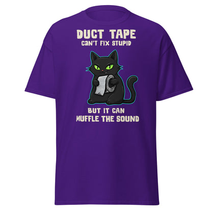 Duct Tape Can't Fix Stupid Cat T-Shirt - Funny Sarcasm - Purple - T-Shirts Online