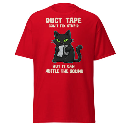 Duct Tape Can't Fix Stupid Cat T-Shirt - Funny Sarcasm - Red - T-Shirts Online