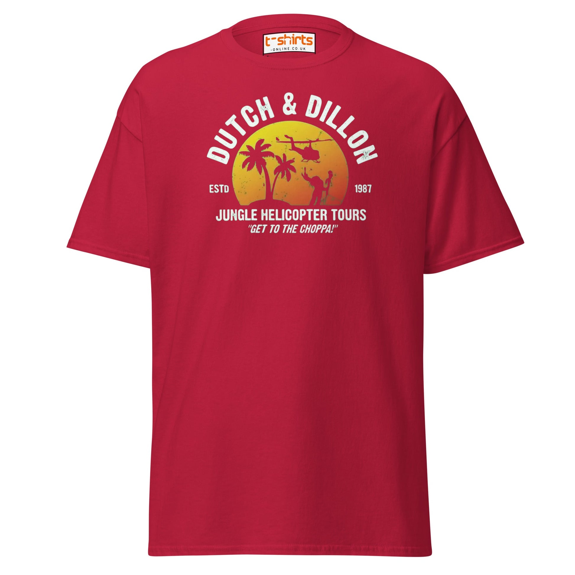 Dutch & Dillon Jungle Tours T-Shirt | Retro Movie Tee - Cardinal - T-Shirts Online