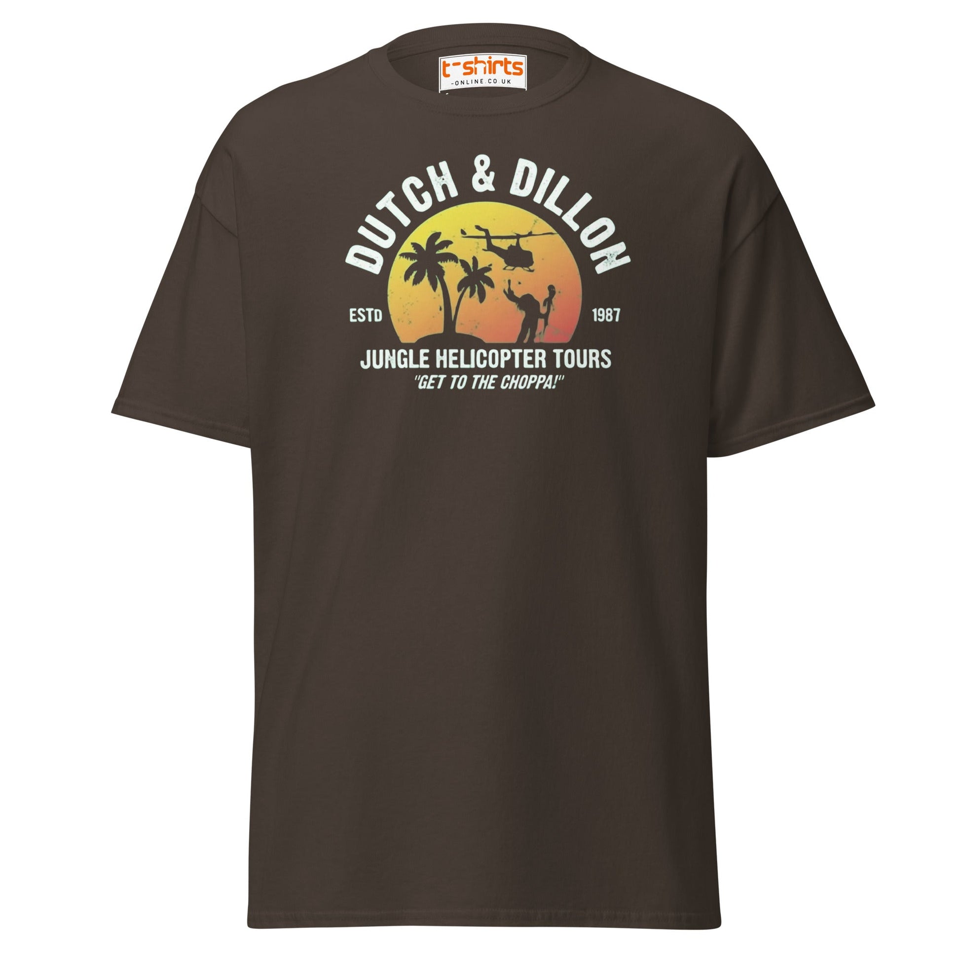 Dutch & Dillon Jungle Tours T-Shirt | Retro Movie Tee - Dark Chocolate - T-Shirts Online