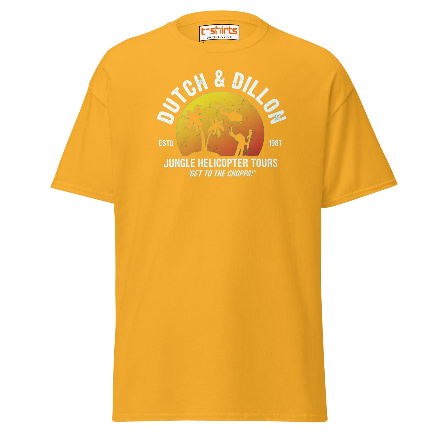 Dutch & Dillon Jungle Tours T-Shirt | Retro Movie Tee - Gold - T-Shirts Online