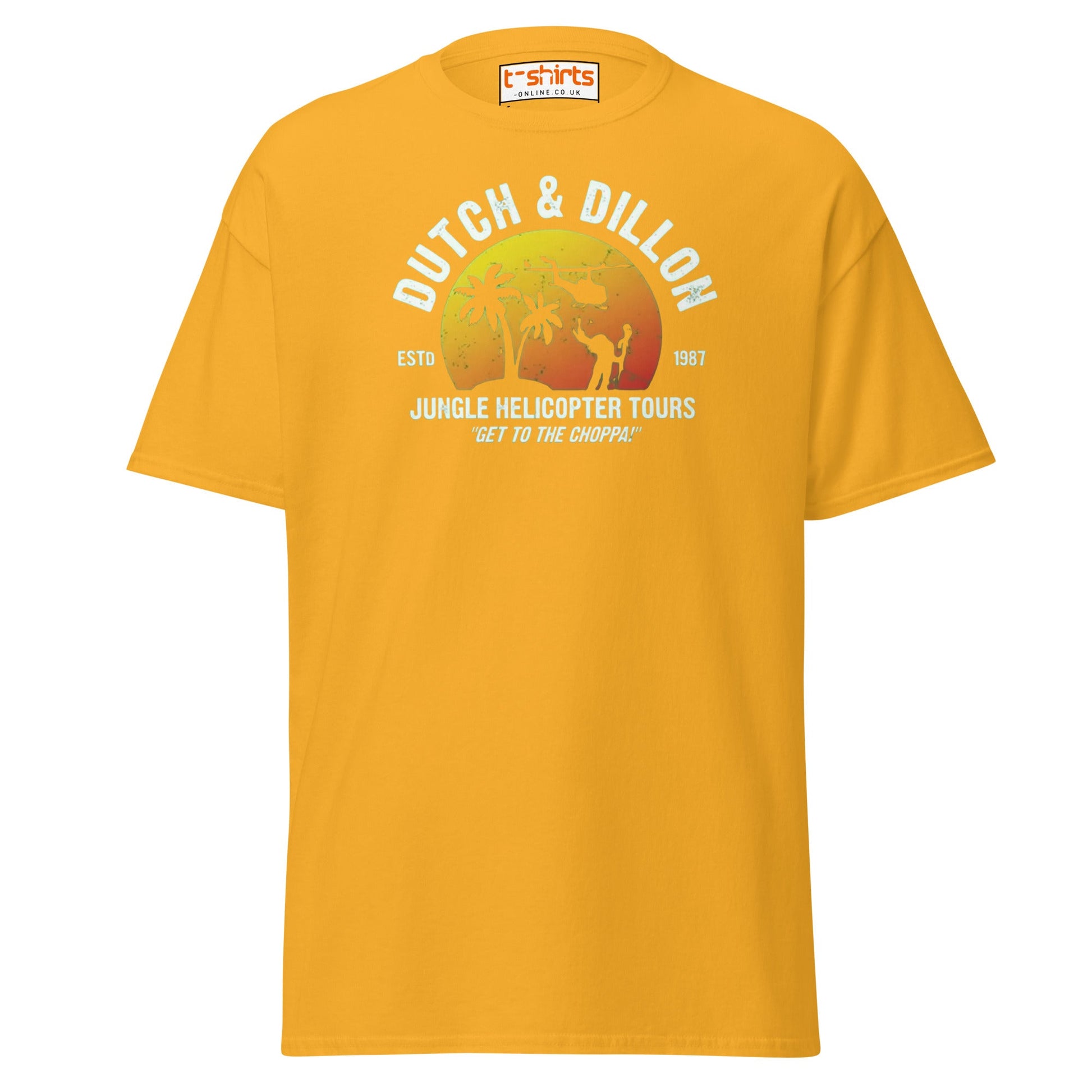 Dutch & Dillon Jungle Tours T-Shirt | Retro Movie Tee - Gold - T-Shirts Online