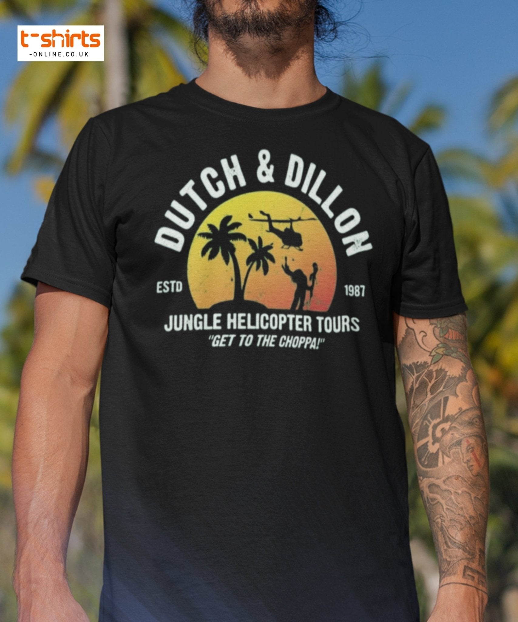 Dutch & Dillon Jungle Tours T-Shirt | Retro Movie Tee - Maroon - T-Shirts Online