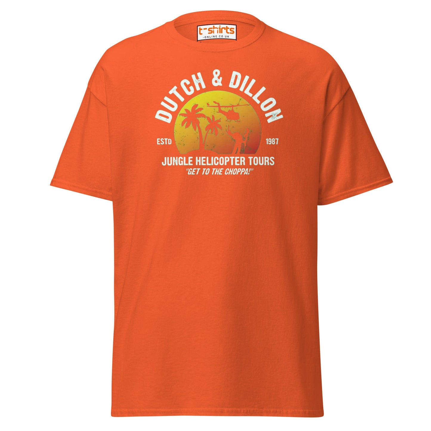 Dutch & Dillon Jungle Tours T-Shirt | Retro Movie Tee - Orange - T-Shirts Online